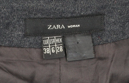 Preloved Zara Grey Long Overcoat Unisex Adults Size 38 Buttoned - Label