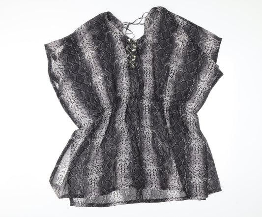 Marks and Spencer Autograph Women Black L Kaftan Short Animal Print Dress