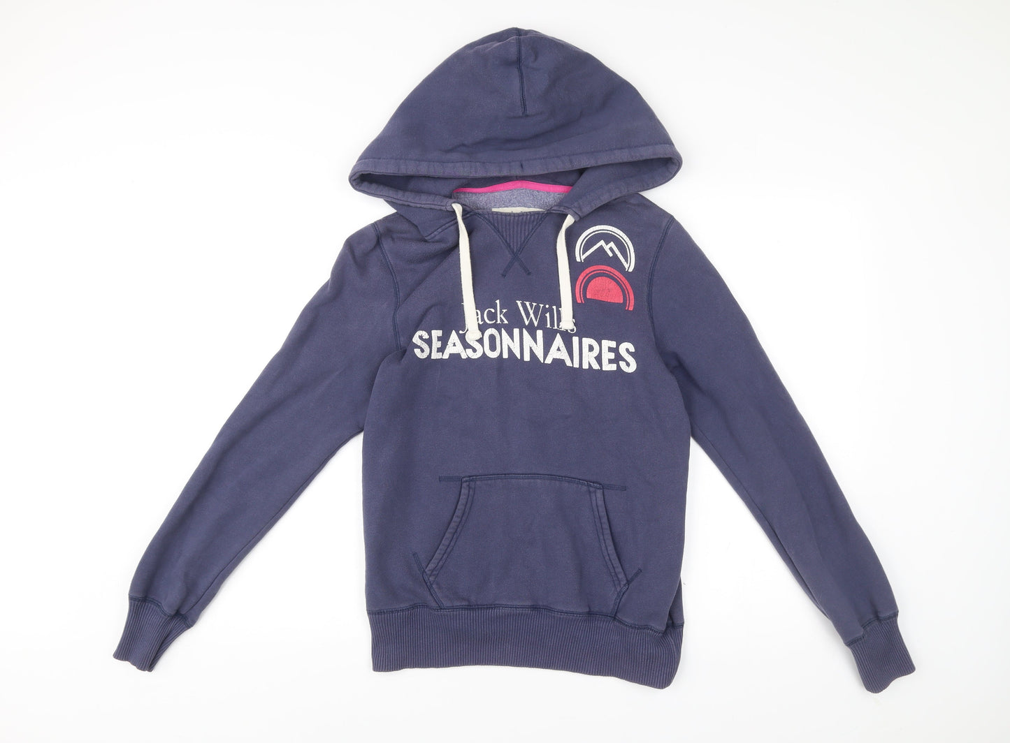 Jack Wills Womens Blue Pullover Hoodie Size 10 Graphic Logo