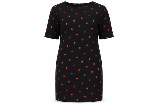 Next Women’s Black Ladybird Print Shift Dress Size 12 Half Sleeve