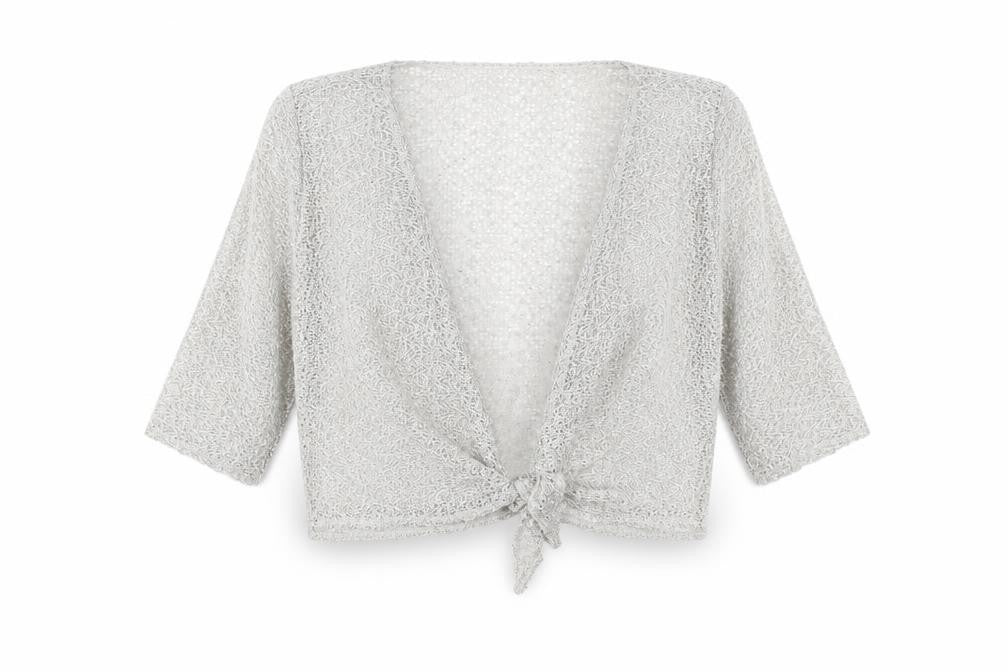 Klass Collection Womens Grey Open Knit Cardigan XL V-Neck 3/4 Sleeve