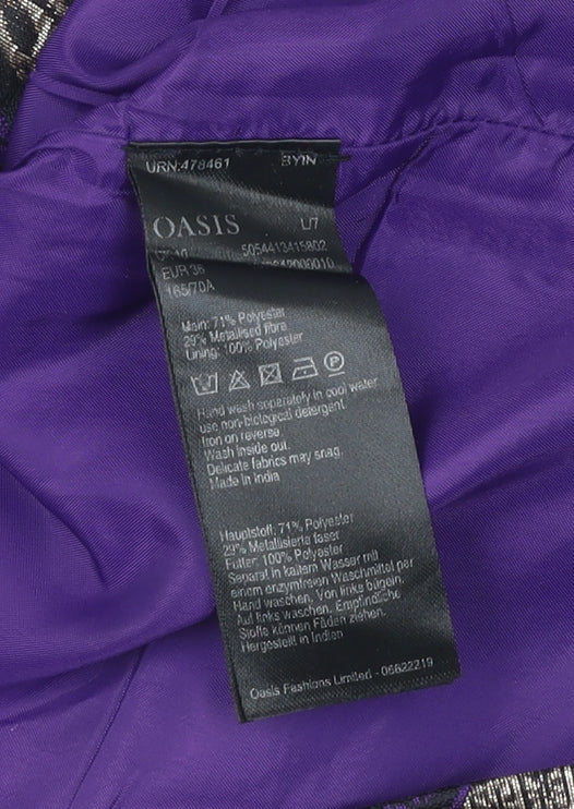 Oasis Women’s Purple Gold Geometric Pencil Skirt Size 10