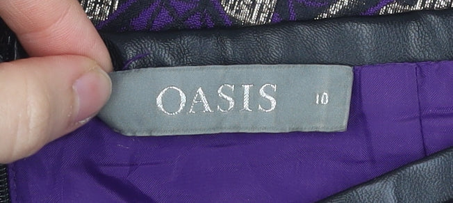 Oasis Women’s Purple Gold Geometric Pencil Skirt Size 10