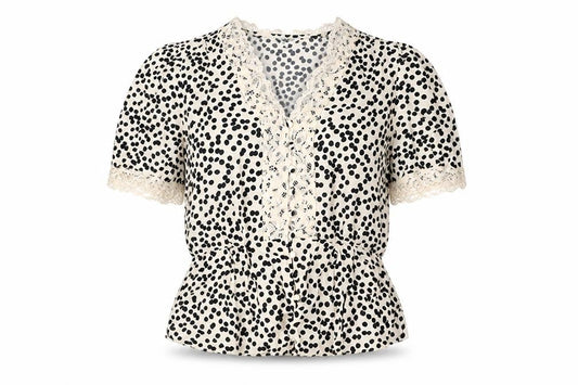 Marks and Spencer Womens Ivory Black Polka Dot Wrap Blouse Size 12