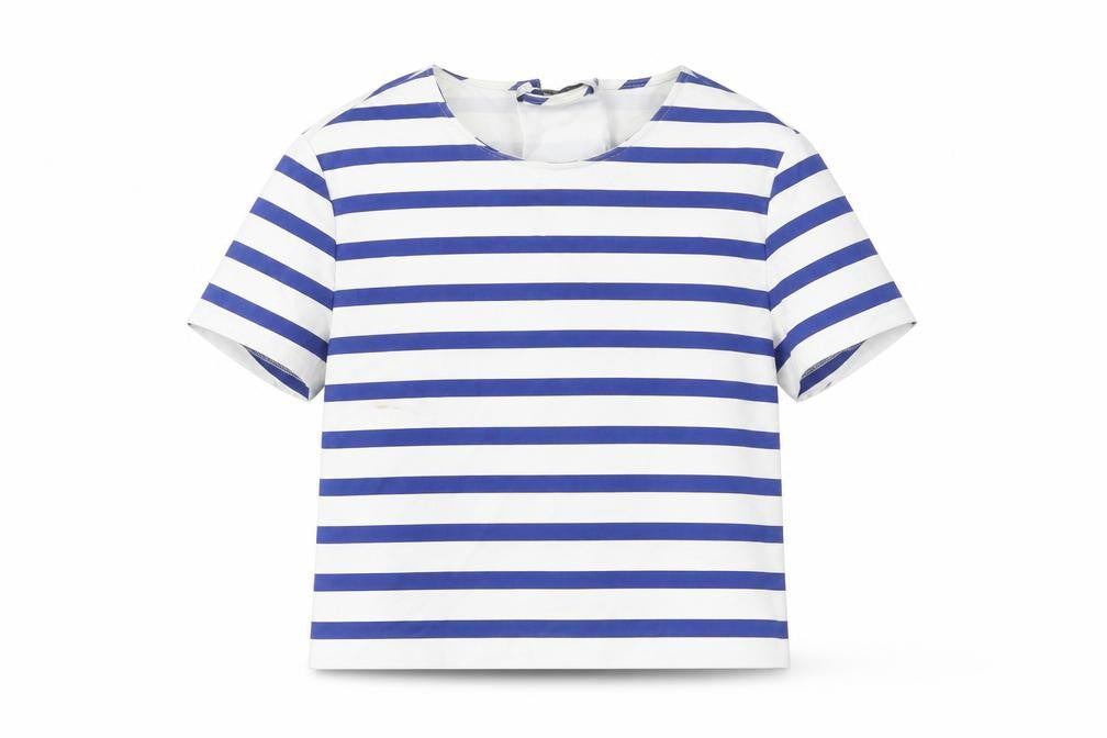 Zara Women’s Blue White Striped Nautical T-Shirt Size L
