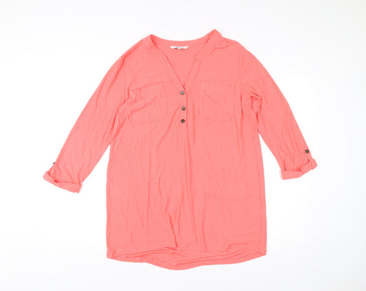 Next Women Pink Long Sleeve Tunic Blouse Size 14 Viscose