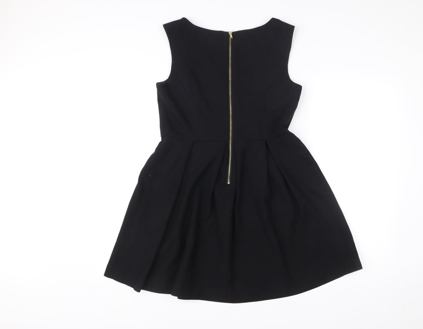 H&M Womens Black Skater Dress Size 12 Sleeveless Lined Zip