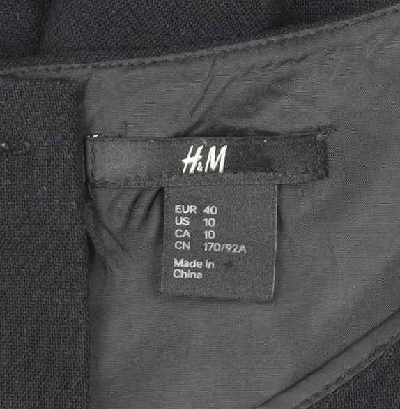 H&M Womens Black Skater Dress Size 12 Sleeveless Lined Zip