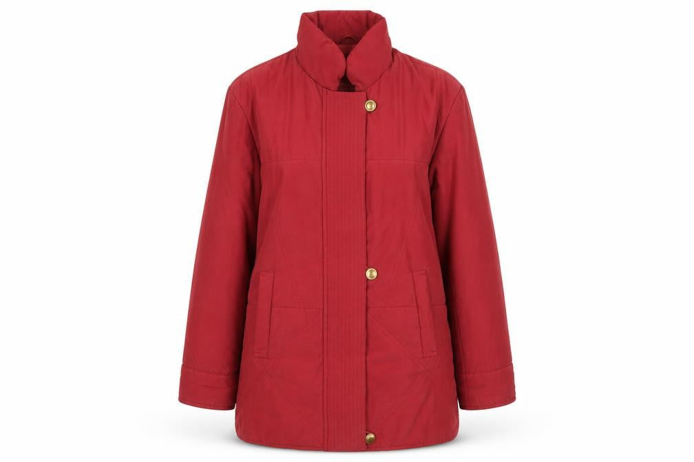 Damart Womens Red Coat Size 14 Mid-Length Lined Overcoat