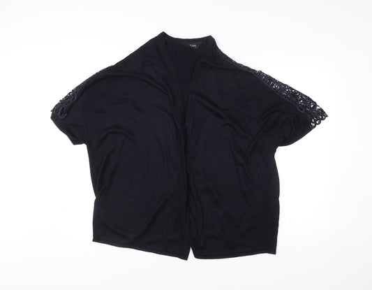 Yours Women Black Plus Size 18-20 Crochet Accent Open Short Sleeve Cardigan