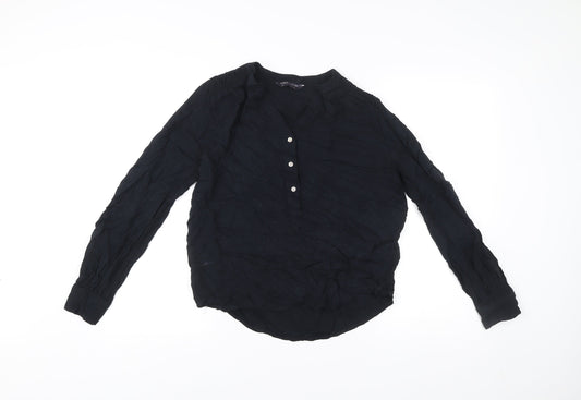 Marks and Spencer Womens Black Viscose Blouse Size 8 Tunic Style