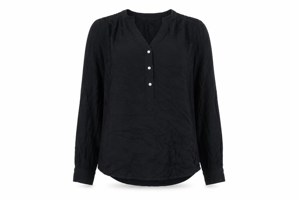 Marks & Spencer Womens Black Viscose Blouse Size 8 Tunic Style