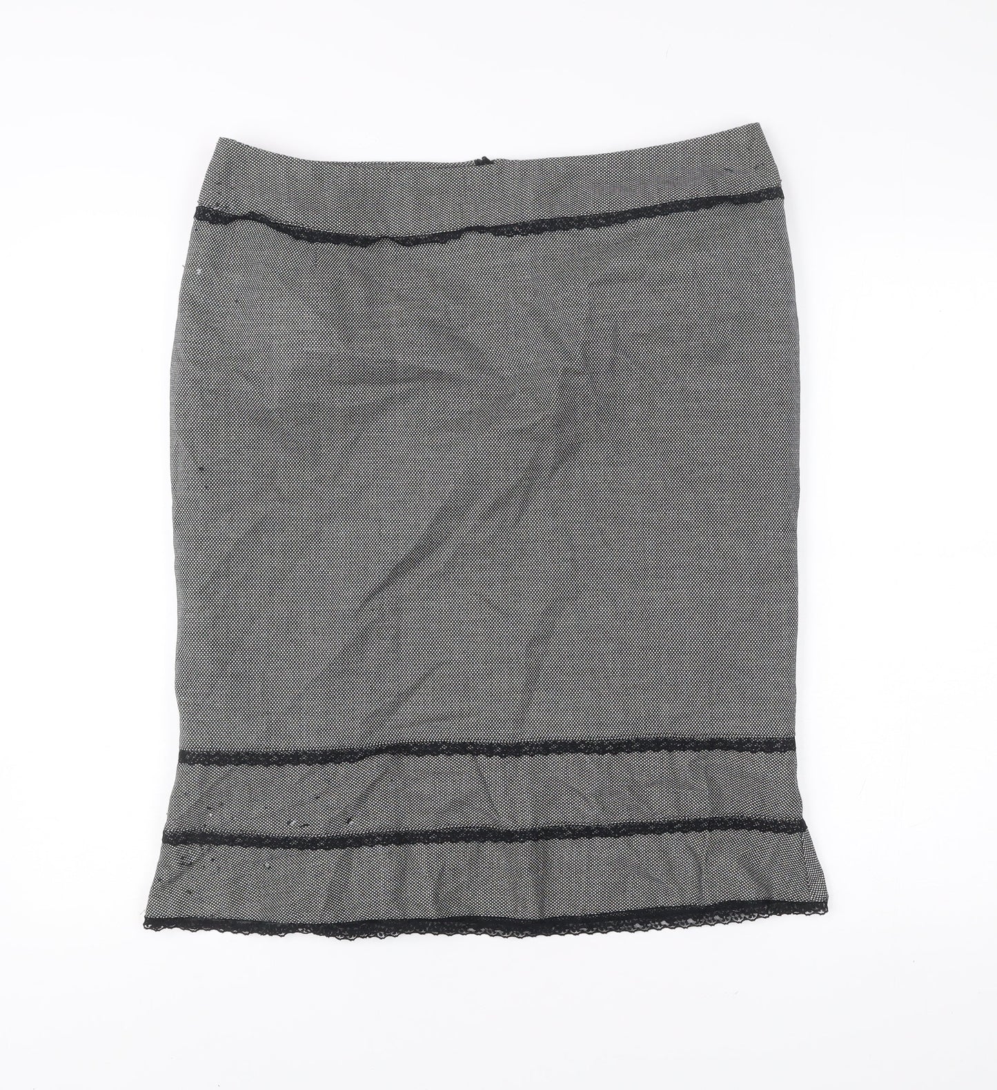 Essential Style Womens Grey Lace Trim Pencil Skirt UK16 Workwear