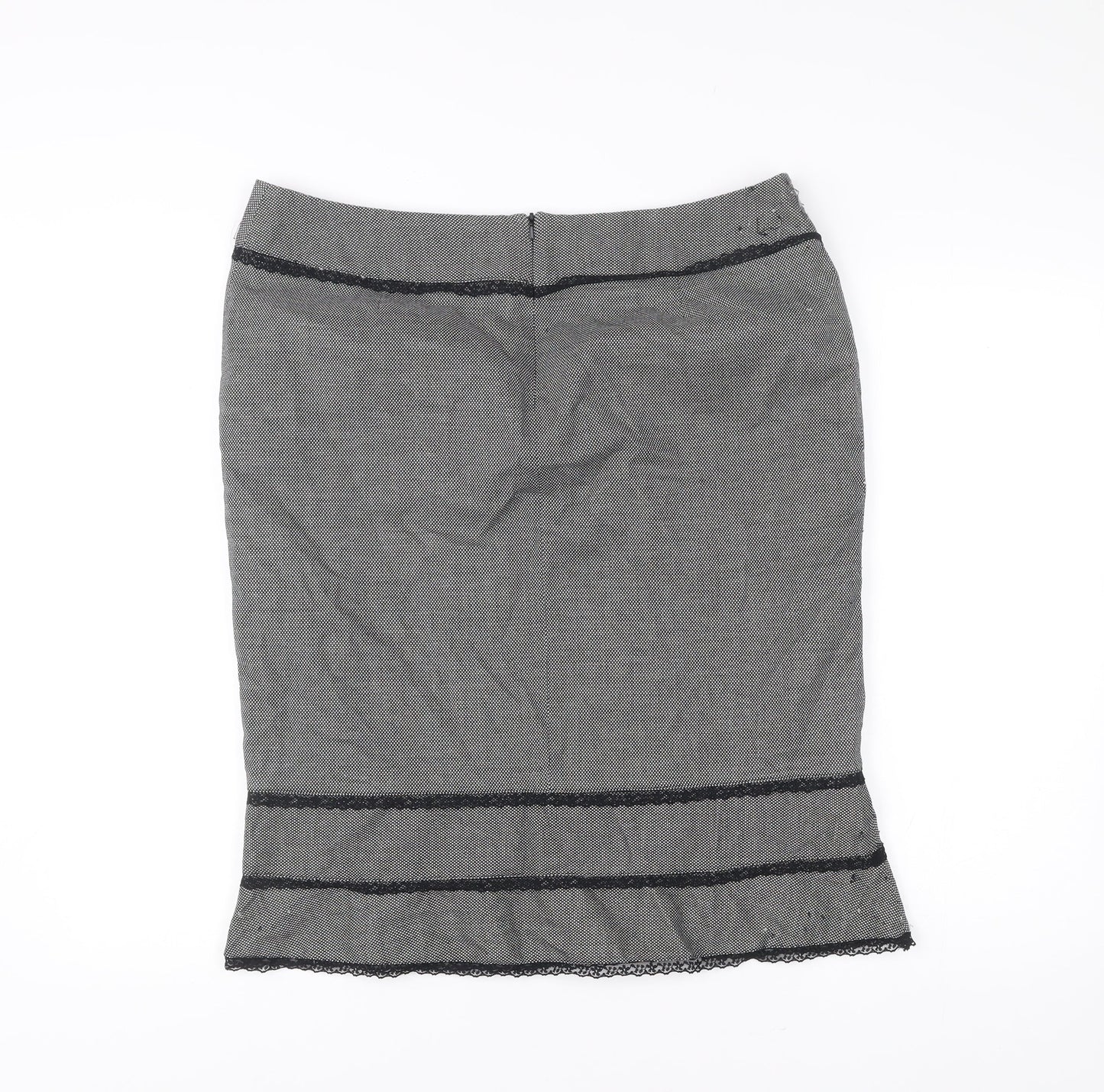 Essential Style Womens Grey Lace Trim Pencil Skirt UK16 Workwear