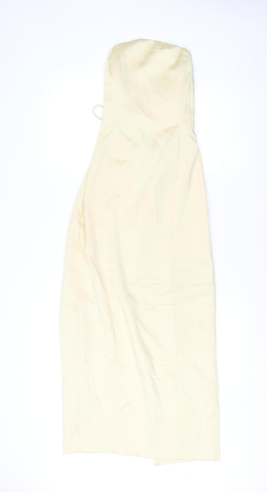 Zara Women’s Ivory Strapless Bodycon Midi Dress Size 10