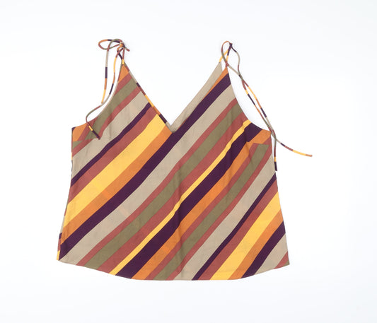 Peacocks Women’s Multicoloured Striped V-Neck Camisole Tank Top Size 20