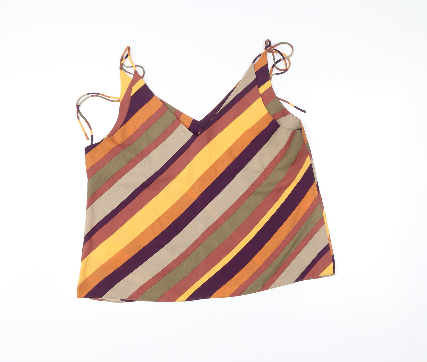 Peacocks Women’s Multicoloured Striped V-Neck Camisole Tank Top Size 20