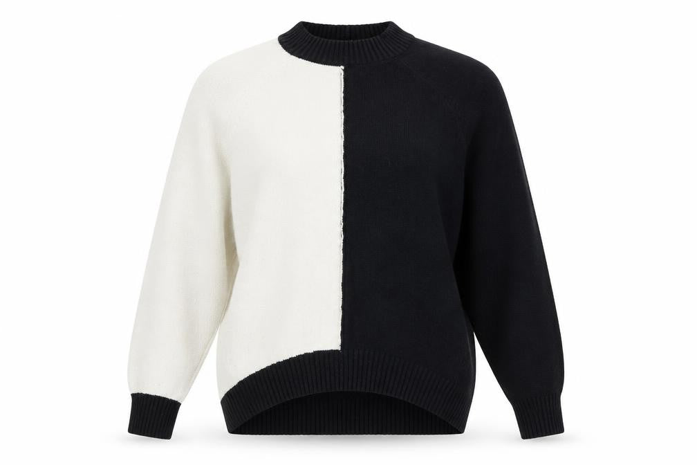 Next Women’s Black White Pullover Jumper M Mock Neck Knit