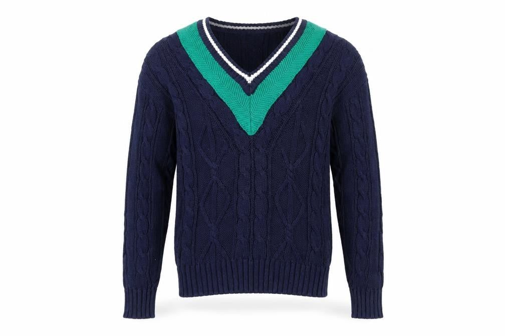Van Heusen Mens Blue Cable-Knit V-Neck Pullover Jumper M