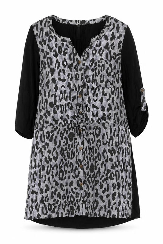 Next Women’s Grey Black Leopard Print Shirt Dress Size 14