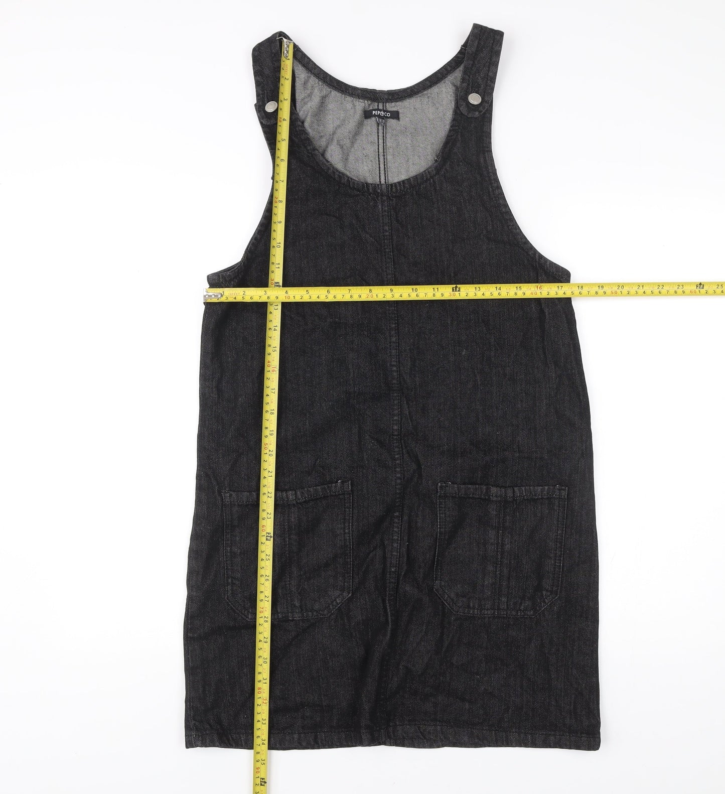 Pep&Co Women’s Black Denim Pinafore Dress UK 10 Casual
