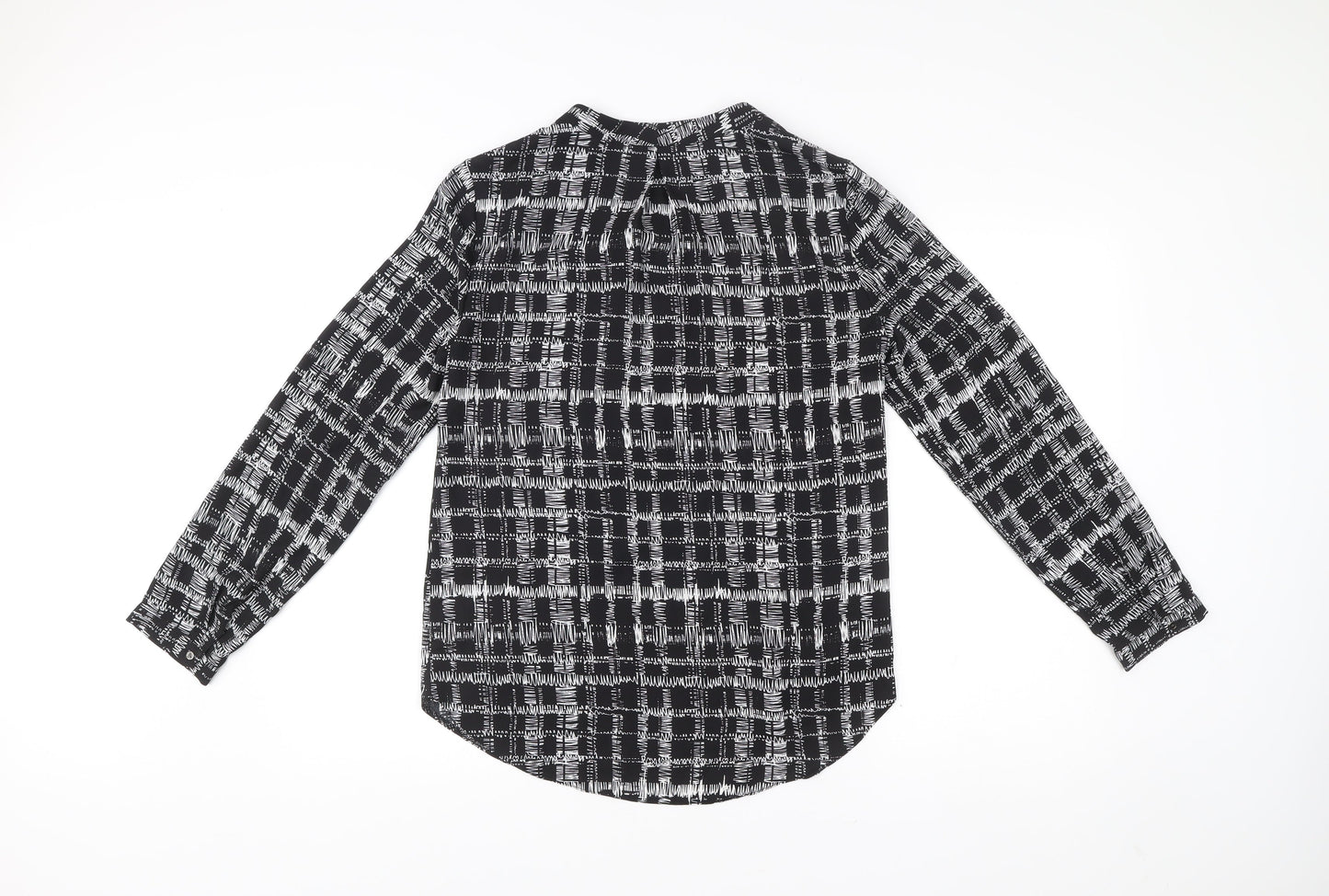 George Womens Black Check Tunic Blouse UK 10 Polyester V-Neck Top
