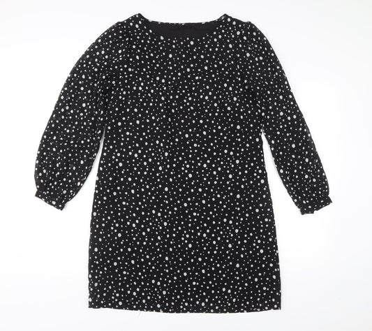 Very Women’s Black Polka Dot Shift Dress Size 12 Long Sleeve