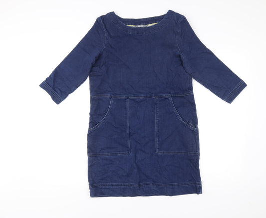 Nutmeg Women’s Blue Shift Denim Dress Size 8 Knee Length 3/4 Sleeve