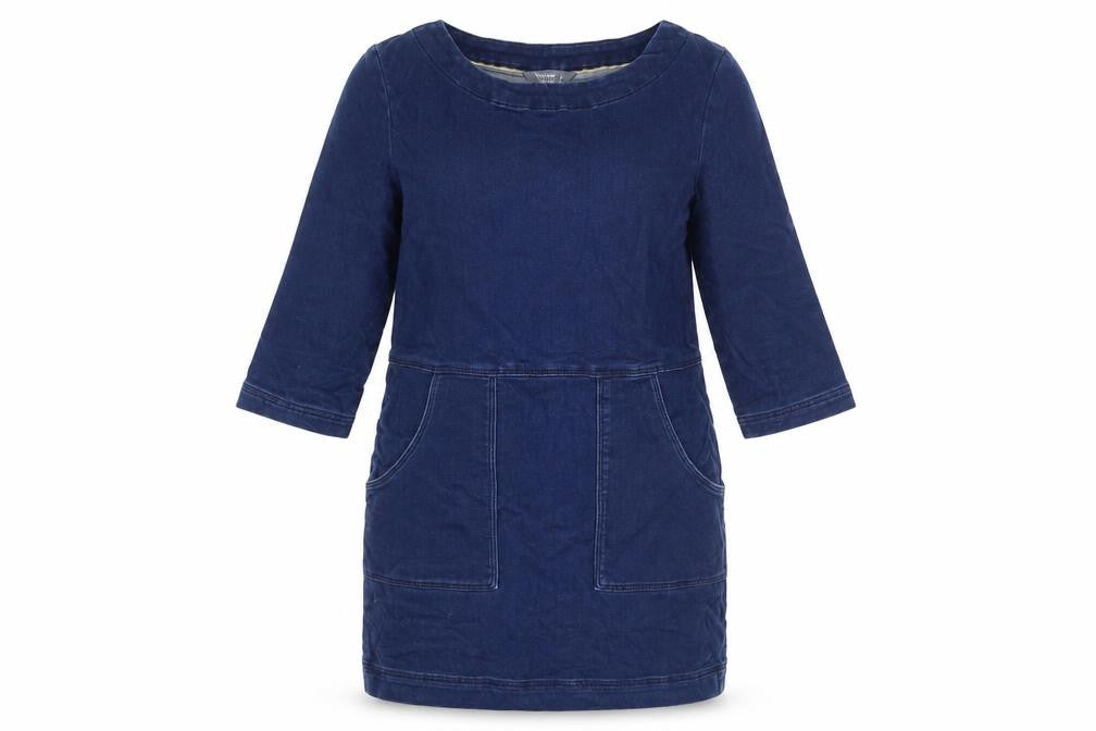 Nutmeg Women’s Blue Shift Denim Dress Size 8 Knee Length 3/4 Sleeve