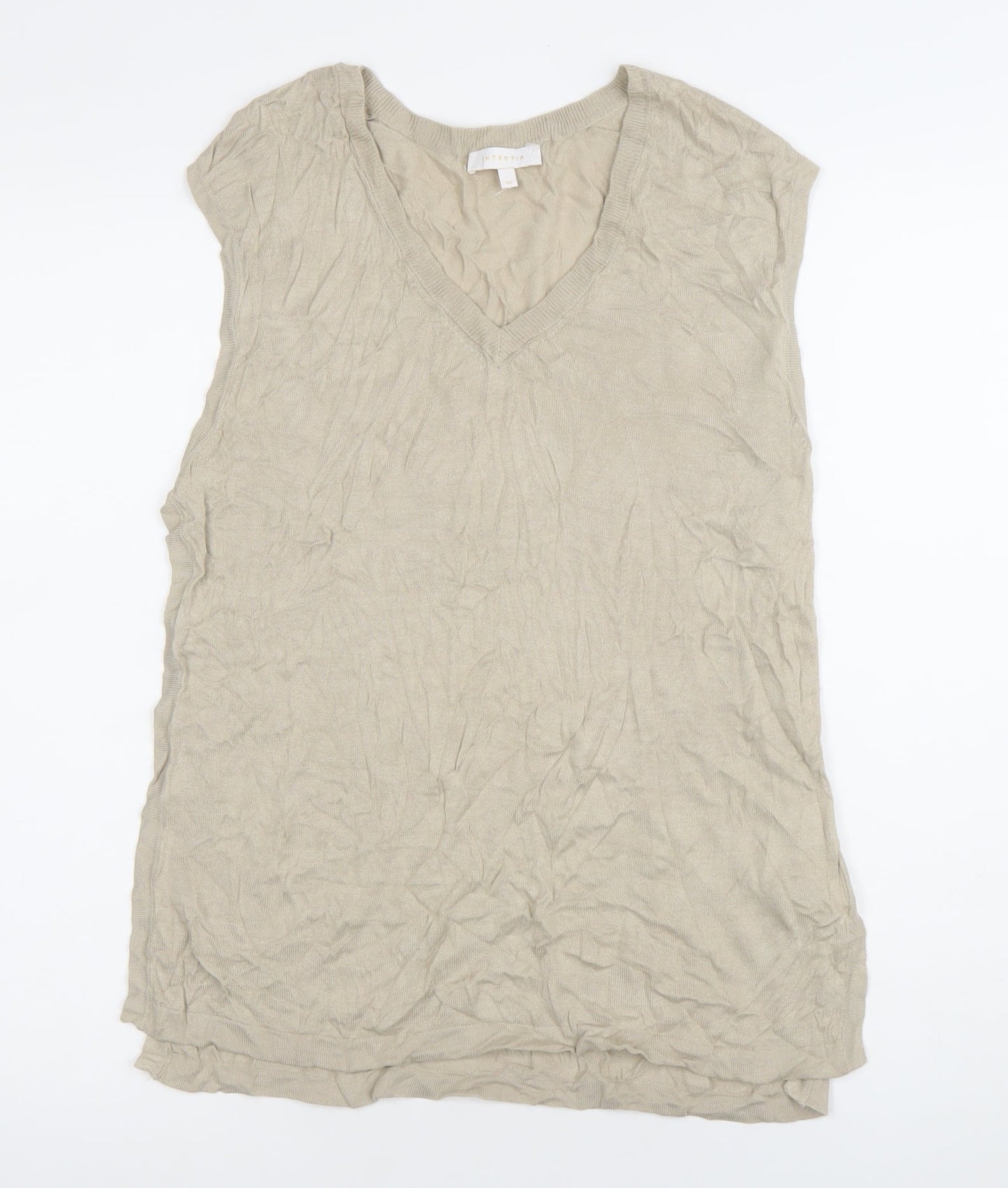 Intropia Women’s Beige Linen Sleeveless V-Neck Tank Top XS