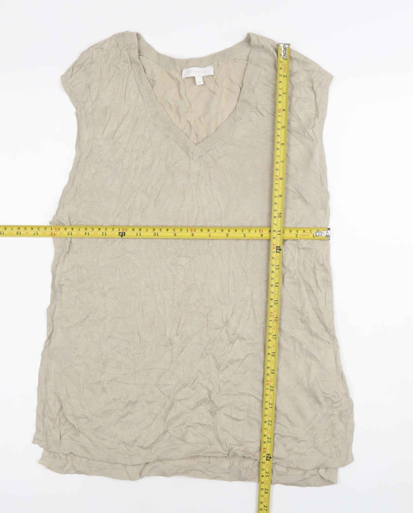 Intropia Women’s Beige Linen Sleeveless V-Neck Tank Top XS
