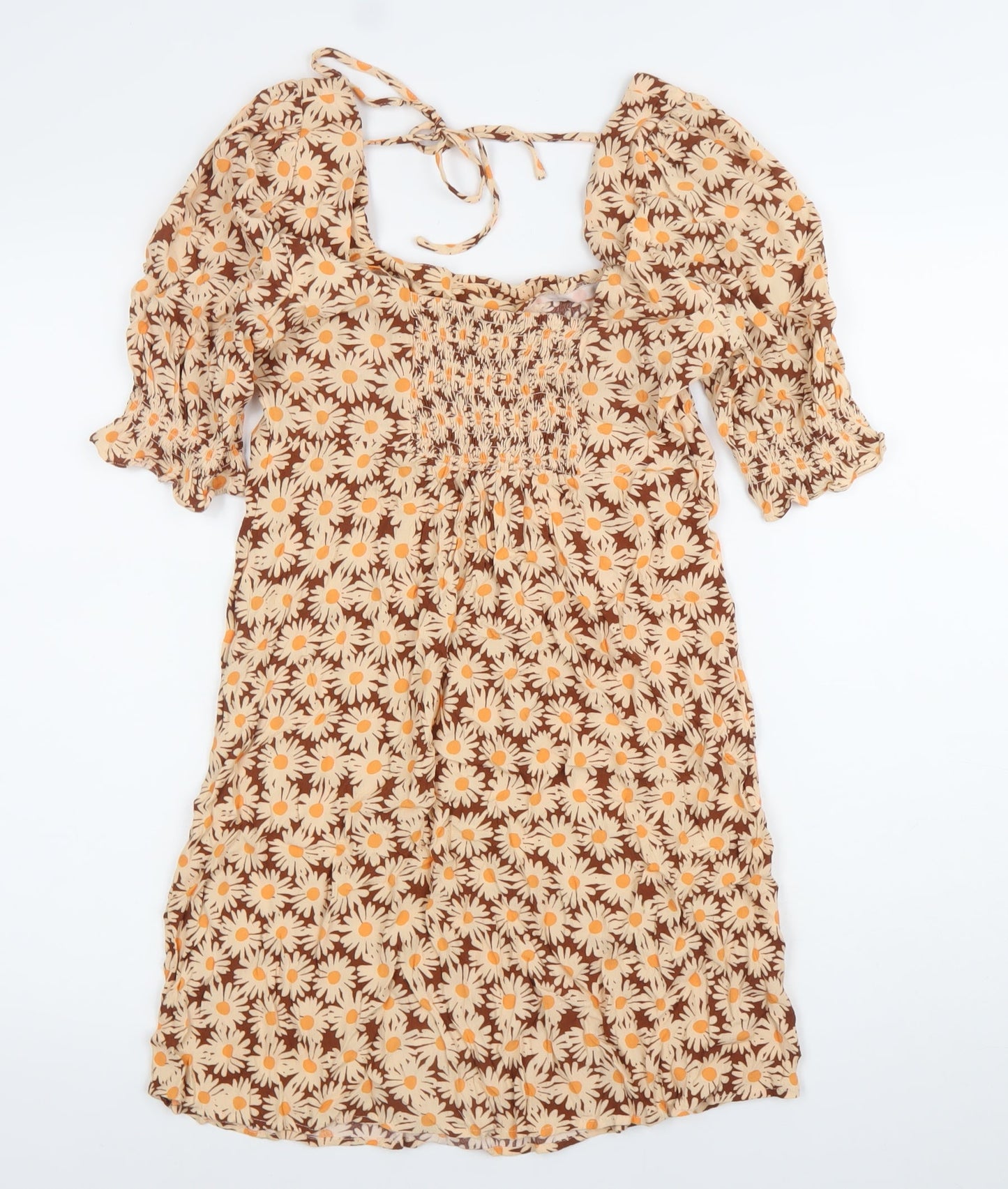 Mango Women’s Brown Floral Knee Length A-Line Dress Size M