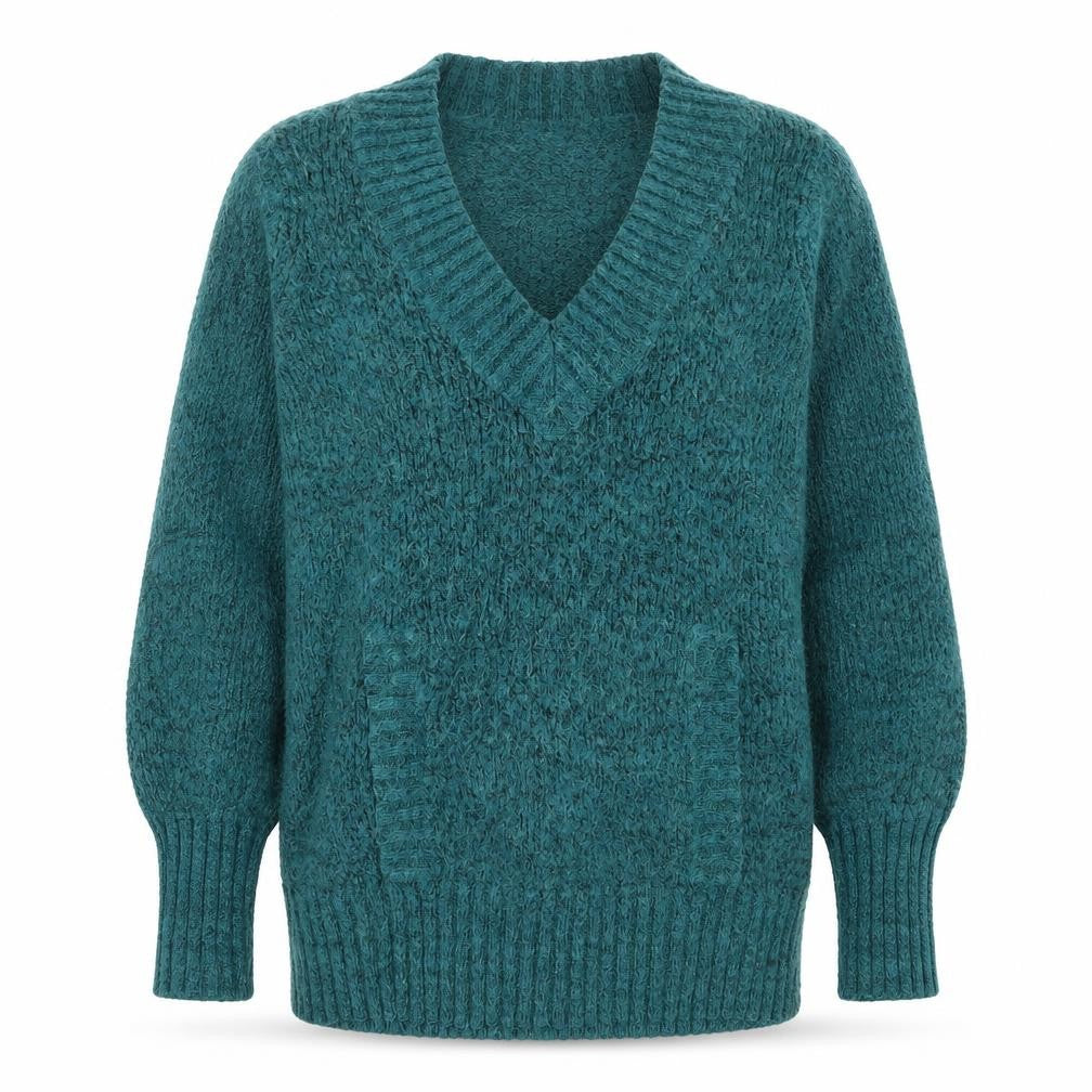 Jeffrey and Paula Womens Green V-Neck Long Sleeve Pullover Jumper Size 12
