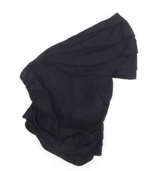Zara Women Black One Shoulder Ruffle Blouse Size 8 Slim Fit