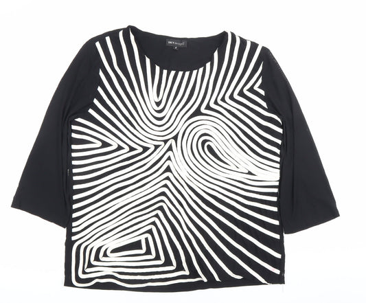 Sky Designs Women’s Black Striped Tunic Blouse Size 4 Polyester