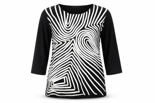 Sky Designs Women’s Black Striped Tunic Blouse Size 4 Polyester