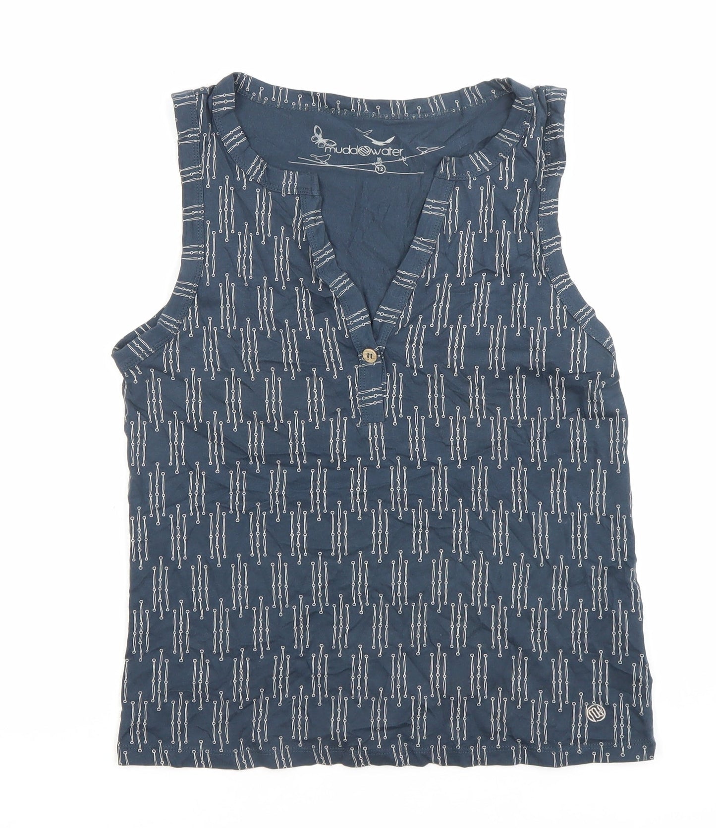 Mudd & Water Womens Blue Organic Cotton Tank Top Size 12 V-Neck