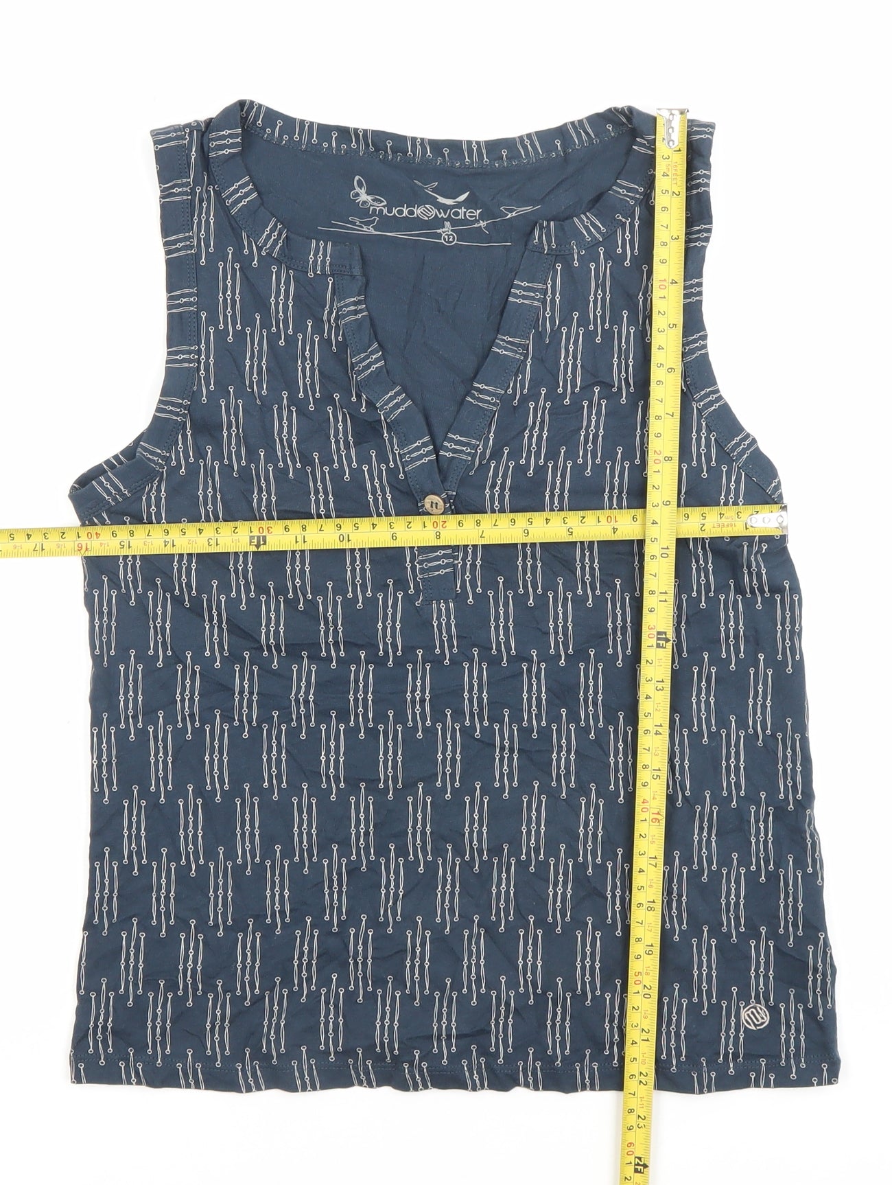 Mudd & Water Womens Blue Organic Cotton Tank Top Size 12 V-Neck