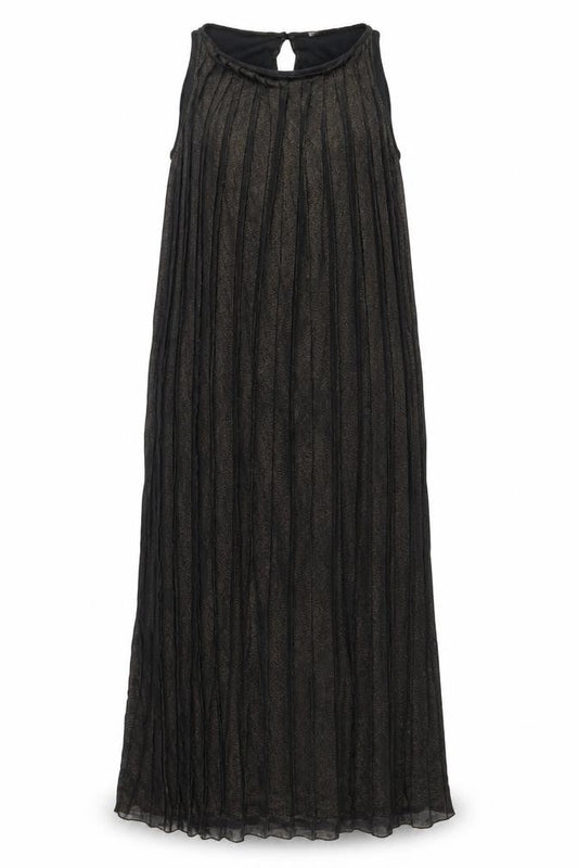 Rare London Women’s Black Glitter Pleated Maxi Dress Size 8