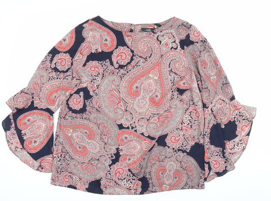 Wallis Women’s Multicoloured Paisley Blouse UK 14 Bell Sleeve