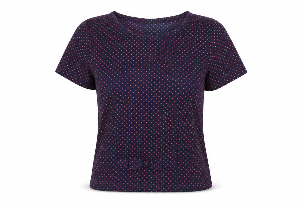 Vero Moda Women Blue Polka Dot Blouse Size S Short Sleeve