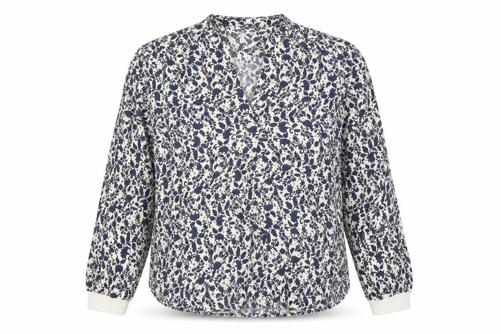 Part Two Womens Blue Floral Viscose Blouse Size 12