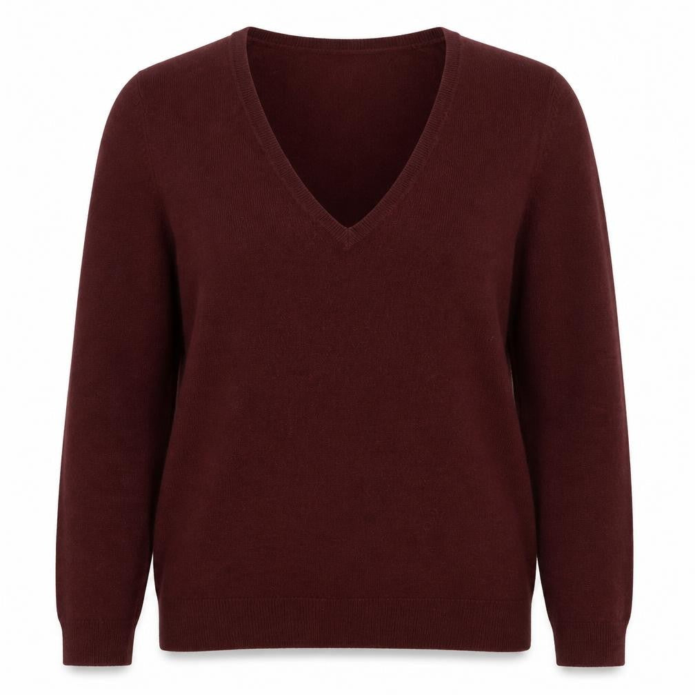 Marks & Spencer Womens Red Size 8 V-Neck Long Sleeve Jumper