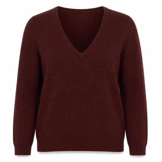 Marks & Spencer Womens Red Size 8 V-Neck Long Sleeve Jumper