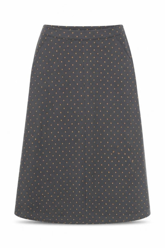 White Stuff Women’s Grey Polka Dot Midi A-Line Skirt Size 10