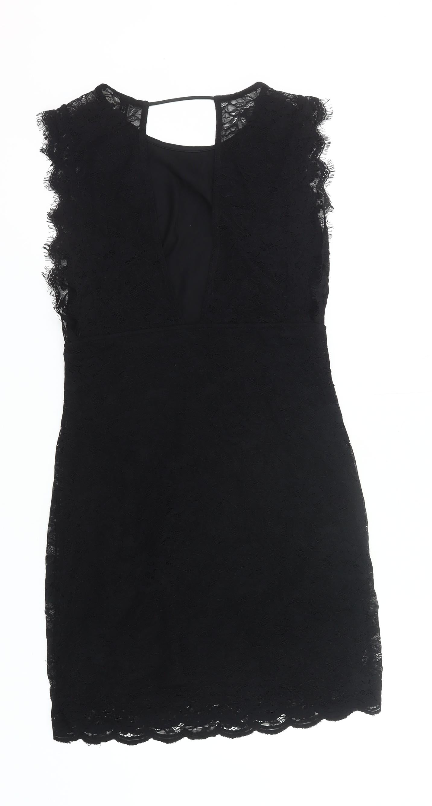 H&M Divided Women’s Black Lace Sheath Dress Size 12 Party Cocktail