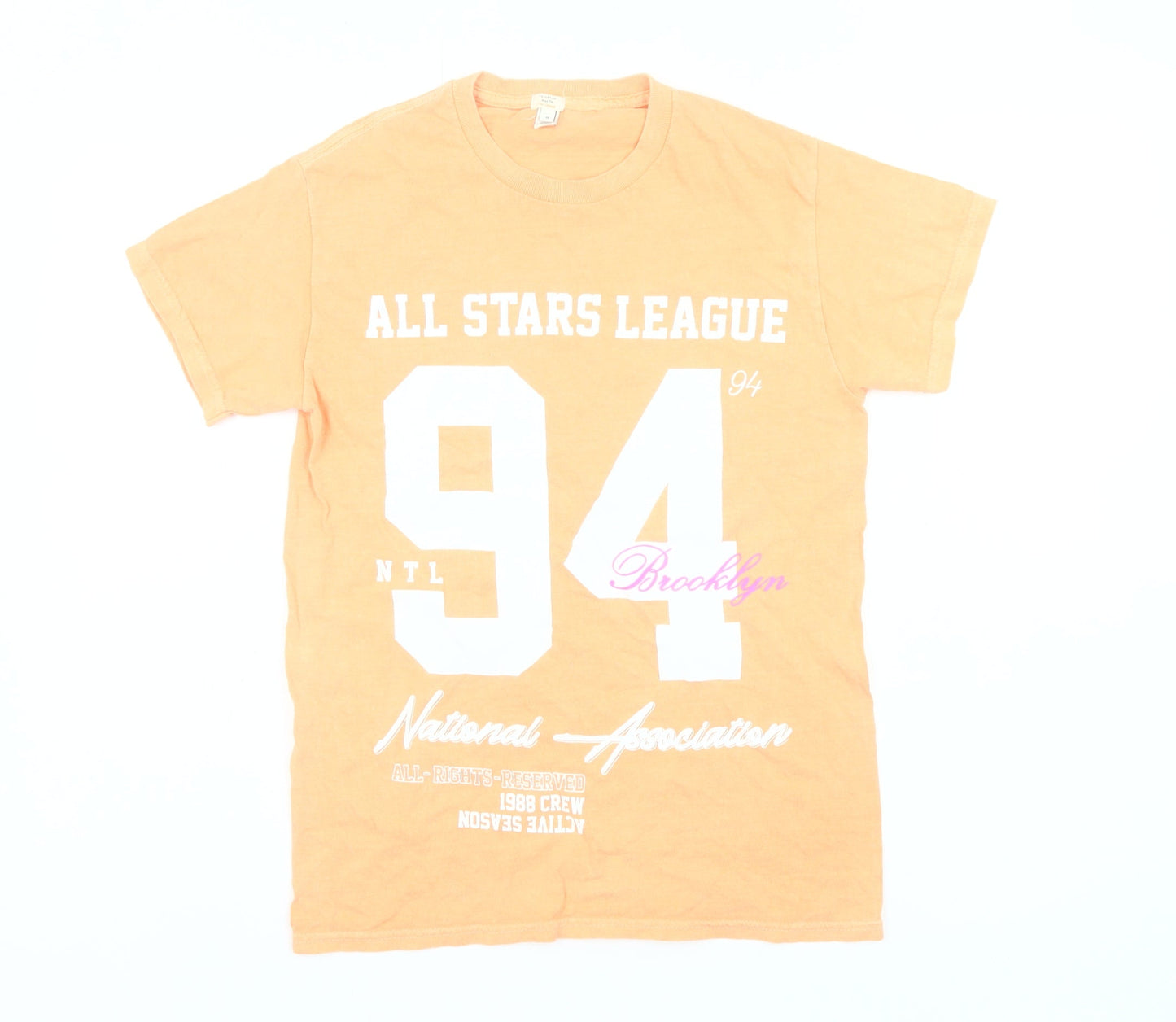 River Island Womens Orange Size 8 Graphic Print Cotton T-Shirt