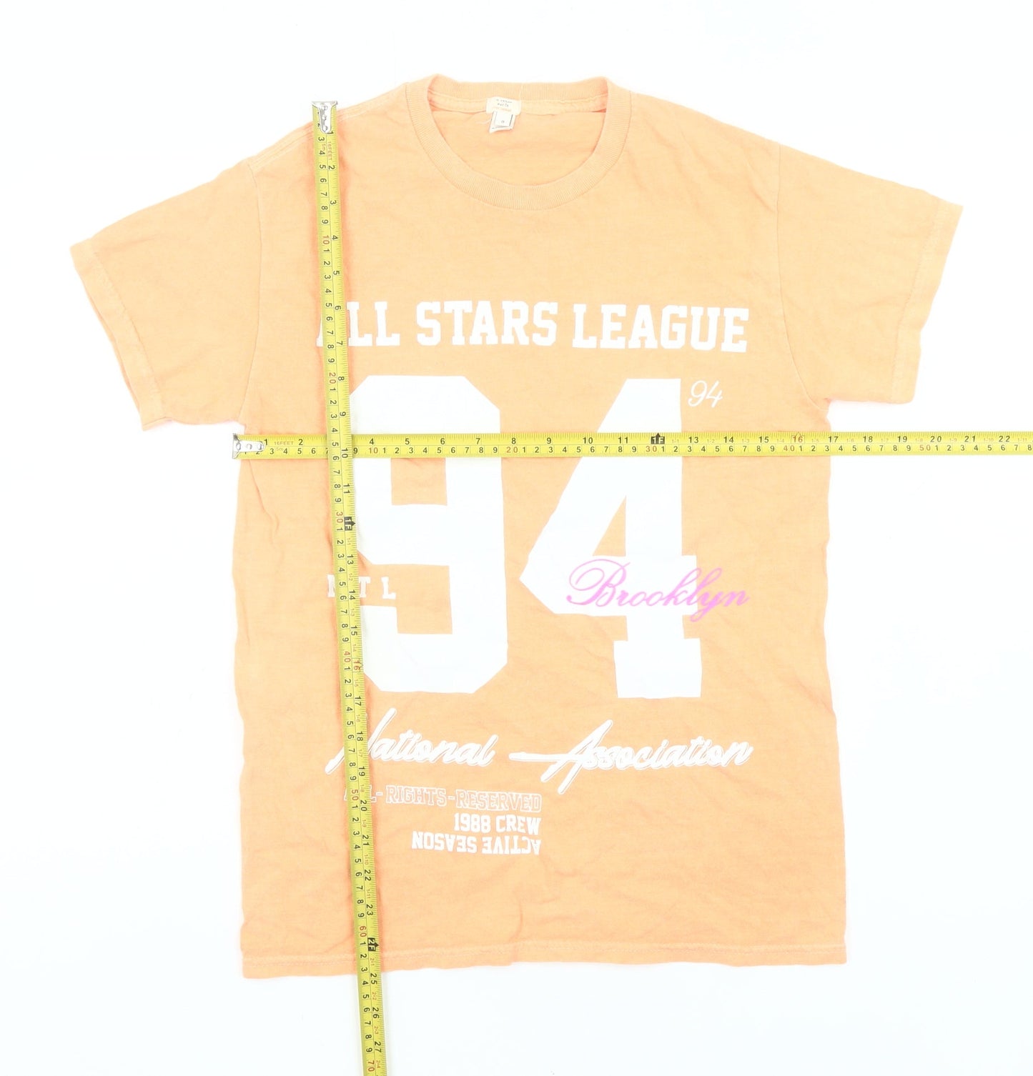 River Island Womens Orange Size 8 Graphic Print Cotton T-Shirt