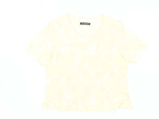 Jacques Vert Women’s Yellow Floral V-Neck Blouse Size 14