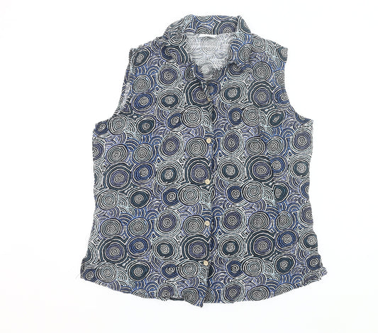 Kingston Grange Womens Multicoloured Sleeveless Button-Up Shirt Size 20 Bamboo Cotton